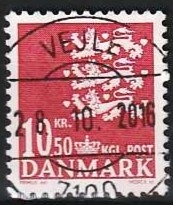 FRIMÆRKER DANMARK | 2009 - AFA 1562 - Lille Rigsvåben - 10,50 Kr. rød - Pragt Stemplet Vejle